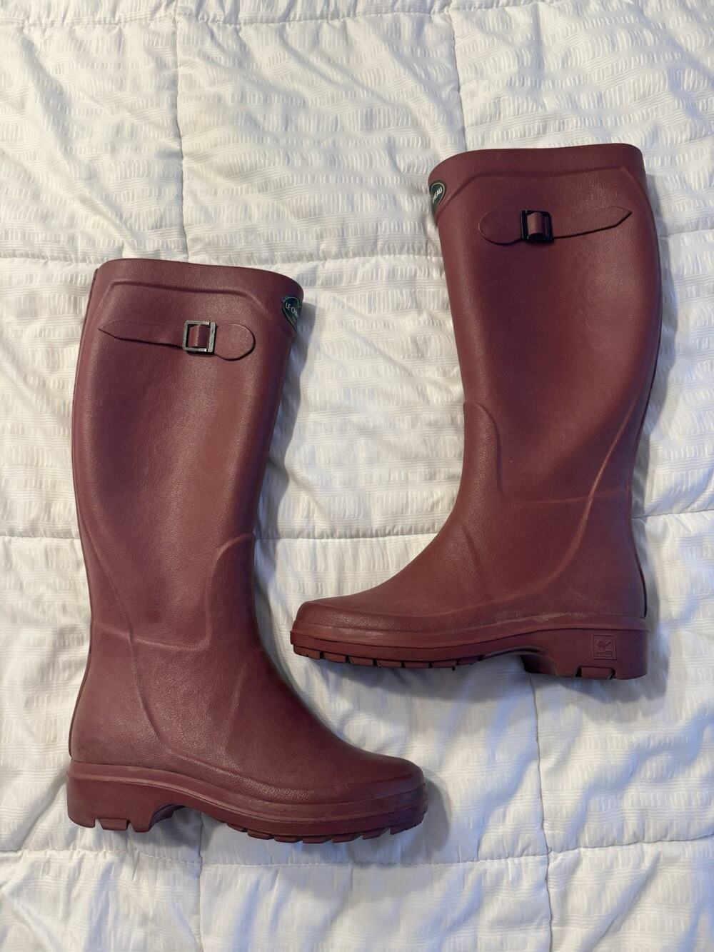 Le Chameau Rubber Rain boots Maroon Burgundy Women's Size 6 Long Round Toe